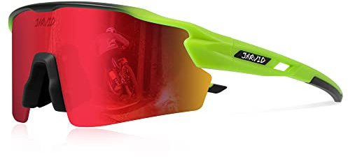 JARVID Polarisierte Fahrradbrille mit 4 Wechselgläsern Sportbrillen für Damen Herren Laufen Baseball Angeln Fahren JVD02