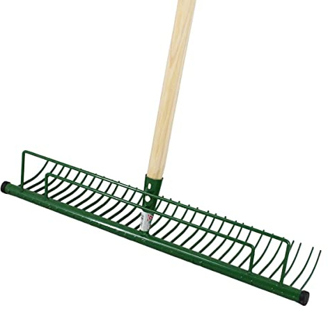 Rekord - Rasenrechen aus Stahl - 140 cm Holzstiel, 60 cm Breite & 32 Zinken | Verzinkter Heurechen und Laubrechen mit 1,5 cm Zinkenabstand, ideal als Gartenrechen, Harke oder Bügelrechen für Moos