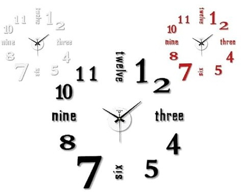VIRTIME Orologio da Parete Adesivo Eva Wall Stick Lettere e Numeri 50 x 50 cm 3 Colori