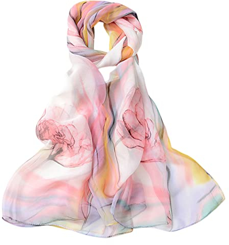 FAIRYGATE Chiffon Hijab Damenschal Halstuch Damen Schal Seidentuch Tücher mit Hohem Seidenanteil Pashmina Stola Tuch Kopftuch Seidenschal Elegante Schals A5009