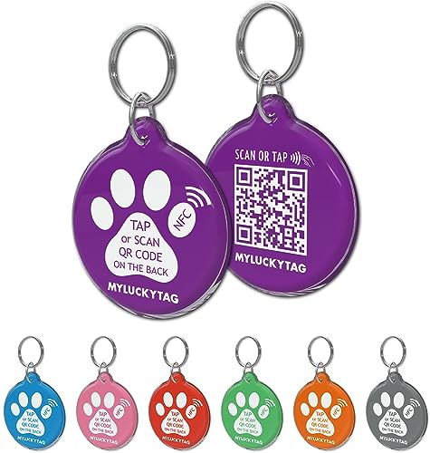 MYLUCKYTAG NFC & QR-kod smart husdjurs-ID-bricka personlig hund katt etikett, online husdjursprofil, varning för husdjursplats, digital husdjurstagg, tyst husdjurstagg, hållbart husdjurs-ID,