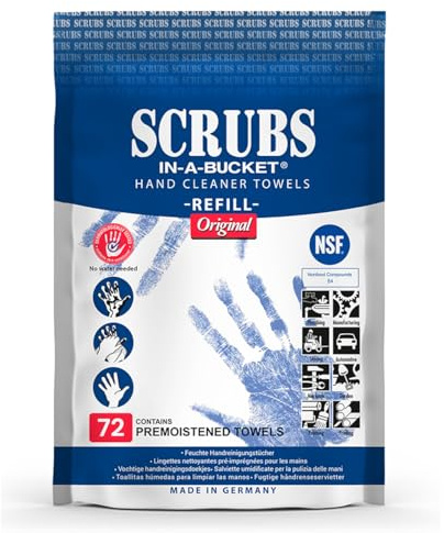 Recharge Scrubs - Pack de recharge avec 72 lingettes pour Scrubs-in-a-bucket - Lingettes de nettoyage certifiées NFS