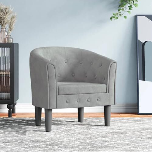 BAZZI Clubsessel Samt Hellgrau Loungesessel Sessel Clubsessel Cocktailsessel Sessel Wohnzimmer Kleiner Sessel Armlehnen Clubsessel Möbel Bürosessel