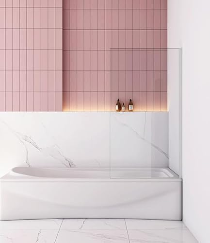 Aica Sanitär Badewannenaufsatz Dusche Duschabtrennung Duschwand für Badewanne,Mattgrau,1-tlg,Feste,80cm