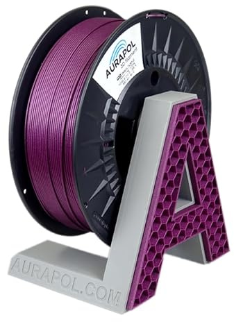 AURAPOL PLA 3D Filament 1.75, PLA 1kg, Filament-3d-druckmaterialien, Lila Metallic, 3D Drucker Filament, Präzision 1,75 mm +/- 0,02 mm, ERSCHWINGLICHE QUALITÄT