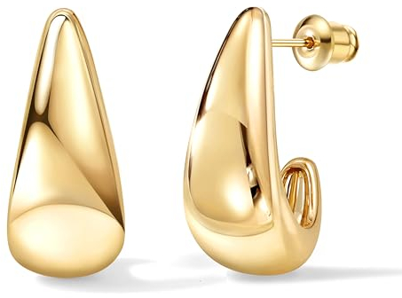 DOCHAIS Ohrringe Gold Damen | 14K Vergoldete Huggie Creolen 925 Sterling Silber Stecker, Hypoallergene Tropfen Ohrringe, Wasserfeste Klein Offen Creolen Gold Statement Schmuck Geschenke Frauen