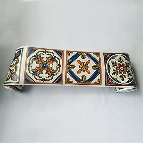 Tapetenbordüre-Aufkleber, Tapetenbordüre, selbstklebend, 3D-Fußleiste, Taille, Blumen-Wandaufkleber, Wandbild, PVC, selbstklebend, for Kinder, Schlafzimmer, Badezimmer, Küche (Farbe: WB60-11) (Farbe: