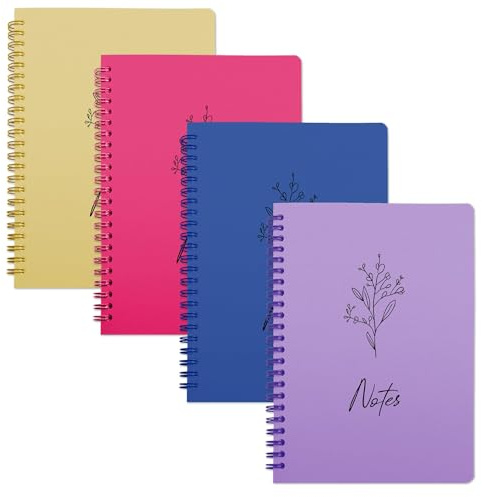 BIROYAL Notizbuch A5, Bullet Journal, Spiral-Notizbücher 160 Seiten zum Schreiben, 80gsm, Abreißseite Liniertes Ringblöcke Notizheft, Notizbuch Aesthetic mit Tasche für Schule Reisen Büro Mann Frau