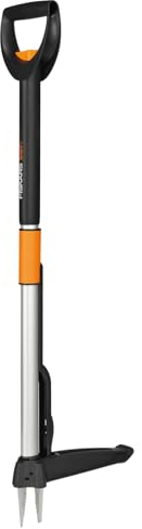 Fiskars Teleskop-Unkrautstecher, Länge 1 - 1,19 m, Rostfreie Stahl-Arme/Kunststoffgriff, Schwarz/Orange, Smart-Fit, 1077306