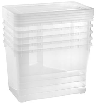 Grizzly Scatole 5 x 10 L piccole e alte con coperchio trasparente - Scatole trasparenti impilabili con ventilazione