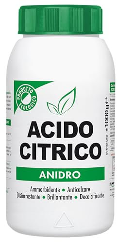 Rocard® Acido Citrico Anidro 1 Kg – Prodotto Naturale Multifunzione 100% Puro | Anticalcare, Disincrostante, Decalcificante, Brillantante per Casa, Cucina e Lavatrice
