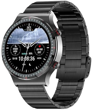 Smartwatch, ECGBlutdruck, Blutsauerstoff, Herzfrequenz, SpO2, Schrittzähler, KörpertemperaturMonitoring, Multifunktionales Sportarmband (Schwarz A)