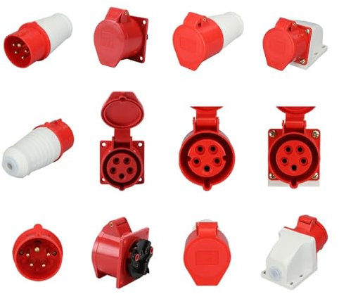 REIUAFWYGV IP44 Electrical Wire Cable Connector Industrial & Sockets Male and Female for Power Conditioning 16A 380V-415V 5 Pin(115)