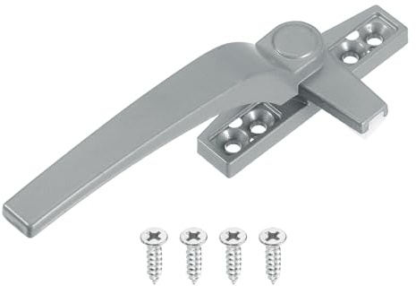 sourcing map 1Pcs Casement Window Locking Handle, Zinc Alloy Locking Handle Grasp Grip Left Hand for Windows, Silver Gray
