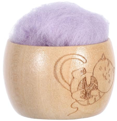 SHINEOFI Nadelkissen Mit Holzsockel Wollfilz Nähnadelhalter Aufbewahrungsbox Für Sticknadeln Näh-Organizer-Box Kompakt Und Tragbar Für Anfänger