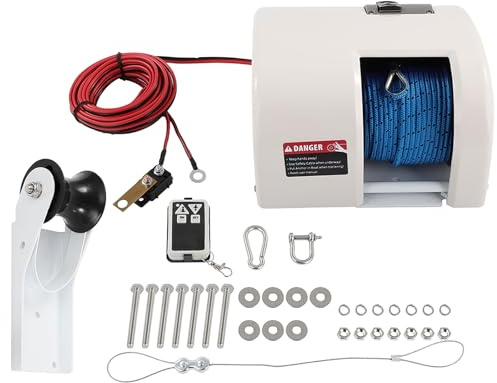 AUTOMUTO Verricello elettrico per ancoraggio, resistente, con telecomando, facile installazione, accessori inclusi, supporta ancoraggi da 11,3 kg, prestazioni per barche fino a 6 metri
