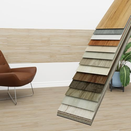 HEXIM Vinyldielen 5m² selbstklebend PVC Wandverkleidung heller Bodenbelag Holzoptik 91x15cm Paneele für Wand & Boden Holzdielen beige (36 Dielen Honey Maple - 6301-13)
