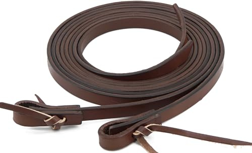 Jeereal Leather Split Reins, Heavy Oil Weighted,Broken in,Supple Ranch Reins for Western Horse ProTack, 5/8'' x 8''