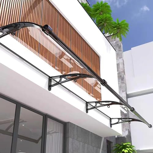 Aluminum & Polycarbonate Door Canopy, Transparent Flat Roof Awning for Front Door, Stylish Entryway Shelter, Durable Outdoor Entrance Cover (Color: A)