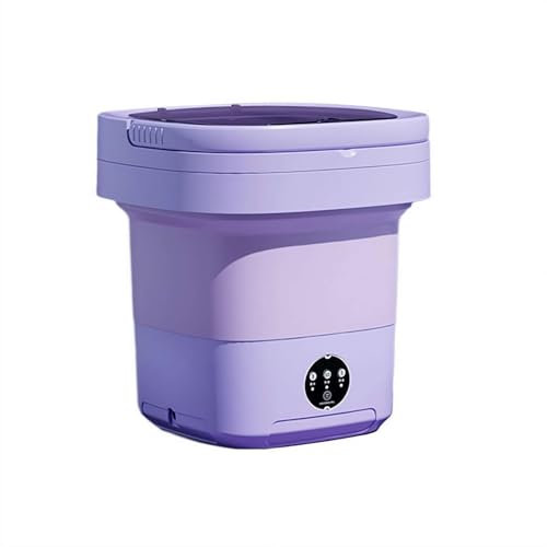 LZYWOD Small Portable Travel Washing Machine 8L, Mini Folding Washer with Spin Dryer for Camping & Travel, Energy-Efficient Laundry for Underwear, Baby Clothes, & Socks (Purple)