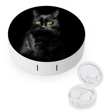 fkgvwo Contact Lens Case Black Cat Contact Lens Box Travel Kit Portable for Travel & Home