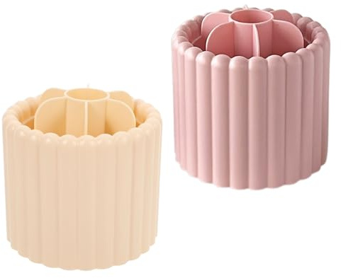 Mikikit 2 Pièces Support Pinceaux Maquillage Rotatif Organiseur Bureau Multifonction Cylindre pour Maquillage et Stylos Rangement Compact pour Salle de Bain et Coiffeuse