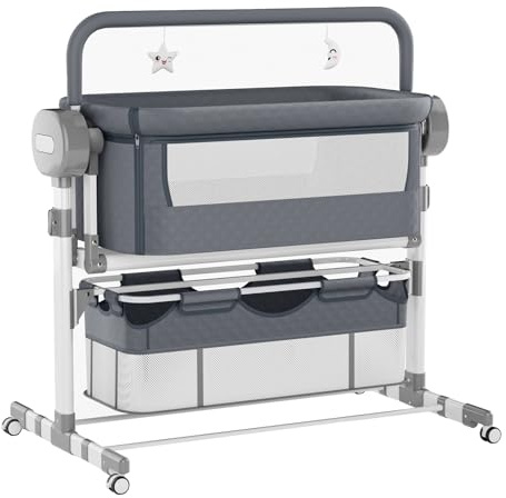 Aveainelle Beistellbett Baby stubenwagen Baby mit Rollen matratze | Zusammenklappbar, inklusive Rollen, Moskitonetz und Tragetasche.