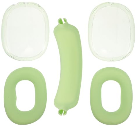 KONTONTY Set 3 Custodie Protettive per Cuffie Over-Ear in TPU Trasparente Verde, Copri Auricolari Riutilizzabili Antisudore Copertura Completa per Padiglioni e Archetto, Accessori per