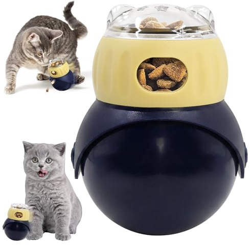 Guzeelu Cat Treat Dispenser Toy, Wobble Tumbler Feeder With Adjustable Drop, For Cats And Small Dogs, Indoor Enrichment Foraging Game, Slow Feeding Snack Toy