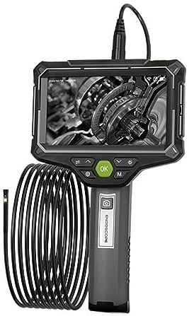 Cámara Endoscópica De Lente Única/Doble con Boroscopio Industrial IPS 1080P 5 Pulgadas Sonda Flexible For Inspección Automotriz Tuberías Imágenes Más Claras Inspecciones Precisas(10m,Dual Lens 8mm)