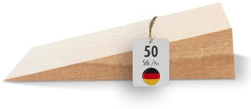 haggiy Hartholzkeil 50 STK Unterlegkeile Buche - Türstopper 100x40x25mm | Holzkeil Set, Buche Natur, Ideal für Möbel, Montage, als Türkeil und Möbelkeil DIY