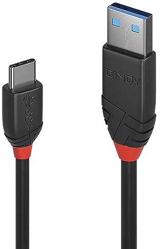 Lindy 0.5m USB 3.1 Type A to C Cable 3A, Black Line