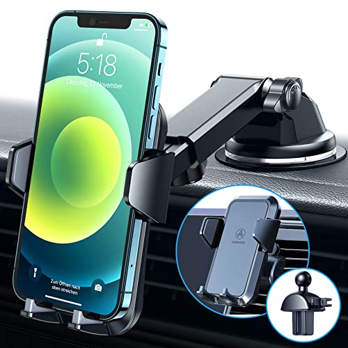 VANMASS [2025 Upgrade Edition Handyhalterung Auto Anti-Rutsch Silikon Schutz 3 in 1 Lautsprecher-Halterungen Saugnapf & Lüftung 360° Drehbar Für Alle Handy iPhone 17 Pro Max 16 Samsung S24 LG
