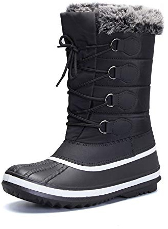 mysoft Women's Waterproof Winter Boots, Warm Insulated Snow Boots for Outdoor Black 9