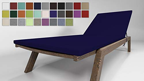 Rollmayer Sitzkissen für Sonnenliege Auflage Polster für Gartenliege Liegestuhl Strandliege Kollektion Vivid (Dunkel Blau 16, 190x54x4cm - 1 Stück)
