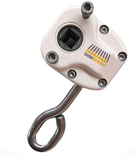 Teletoldo Máquina Elevación Cuadrada para Toldo Extensible Color Blanco | Relación 1:8 | Metálica, Desmontable | con Tornillos de Fijación | Recambio Profesional