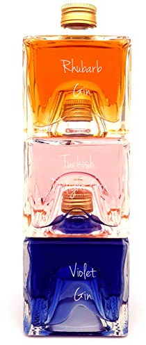 Gin Gift | Stackable Bottle | 50ml | Pack of 3 | Rose & mint sweet notes • Tangy rhubarb freshness • Floral parma violet • Novel stacking design • Unique craft flavours