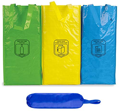 Natuiahan 3 Recycling-Beutel, Robust, Praktisch und Einfach zu Reinigen und zu Transportieren, Inkl. einer Recycling-Tasche zur Aufbewahrung von Kunststoffbeuteln