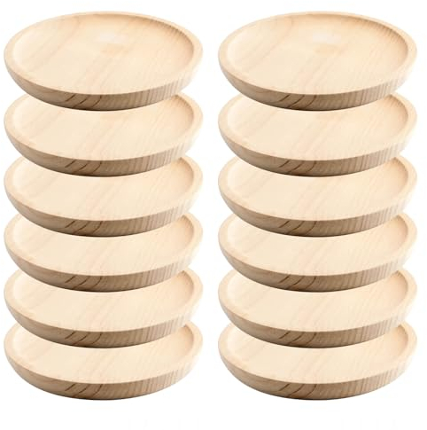 Space Home - Platos para Pulpo de Madera - Plato para Pulpo - Plato de Quesos - Plato de Madera - Set de 12 - Diámetro 14 cm