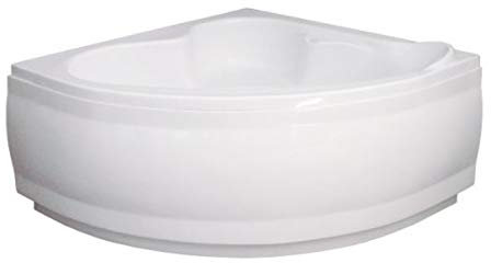 ECOLAM Baignoire d'angle symétrique Standard Polimat 130x130cm + tablier | blanc | pieds siphon + silicone | set complet
