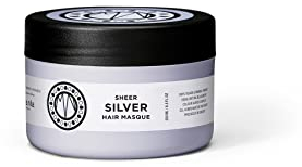 Maria Nila Sheer Silver, Hårmask 250 ml, Neutraliserar gyllene nyanser, Violetta pigment ger en svalare ton, 100% vegansk och sulfat-/parabenfri