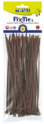 Tenax Fix-Tie L 20 cm Braun, Mehrzweck-Kabelbinder aus Kunststoff, Packung mit 50 Stück