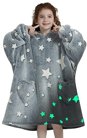 Fiosnow Leuchtet im Dunkeln, Decken-Kapuzenpullover für Damen und Herren, Erwachsene, Übergröße, tragbare Decke, Hoodies für weich und warm