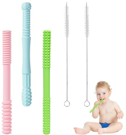 Mecmbj Anneaux de Dentition, Jouet de Dentition pour Bébé, Anneau De Dentitio Chewy Tube, Tubes de Dentition Creux, Tubes de Dentition Tube à Mâcher pour Bébés, Jouet Molaire pour Bébés