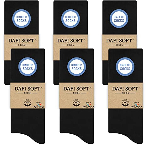 Dafi soft 6 Pairs Men's Diabetic Socks, Cotton, Stretchy, Made in Turkey