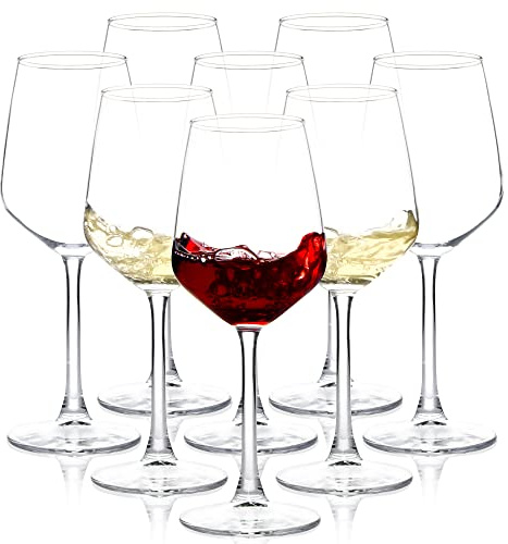 SHYRC Wine Glasses Set of 8, 12oz Clear Red/White, Long Stem Wine Glasses for Party, Wedding and Home