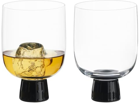 Anton Studio Designs Oslo Handmade DOF Tumblers for Whiskey, Spirits or Water - 300 ml - Black - Set of 2 Elegant Drinking Glasses