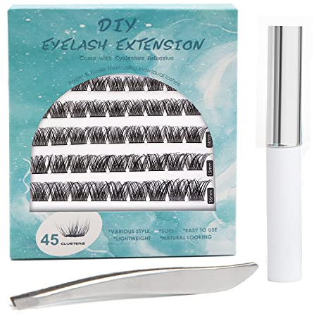 Proamate Cluster Lashes Individual Falsche Wimpern DIY Weich natürlich und easy Fan für persönlichen Gebrauch zu Hause (45 Cluster)