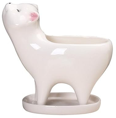 Happyyami Katze Keramik Blumentopf Kaktustopf Pflanzgefäß Aus Keramik Mini-pflanzenbehälter Kaktus-pflanztopf Tischständer Keramikvase Kunstpflanze Drinnen Kleiner Blumentopf Weiß Legierung