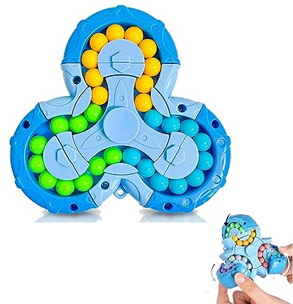 Rotierender Magic Bean Würfel Spielzeug, Magic Bean Rotierender Würfel, IQ Game Cube Toy Fingerwürfel Intelligenz Spiele, Spielzeug Dekompression Puzzle Toys für Kinder Teens Erwachsene (Blau)